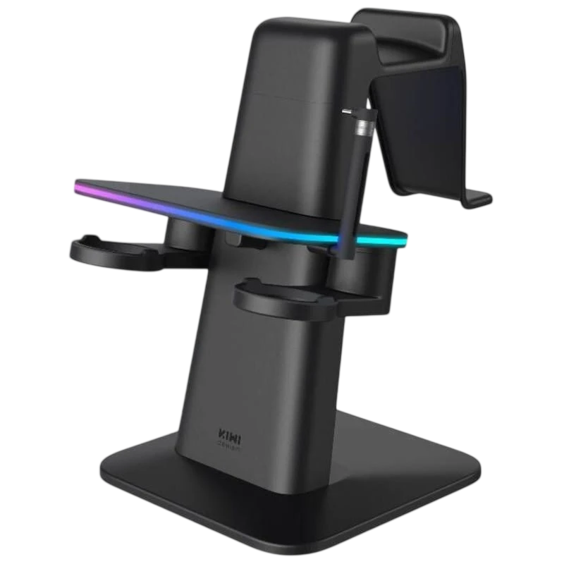 Suporte Vertical Kiwi Design QC03 RGB Carregamento Magnético para Meta Quest 3/Quest 2/Quest PRO Preto