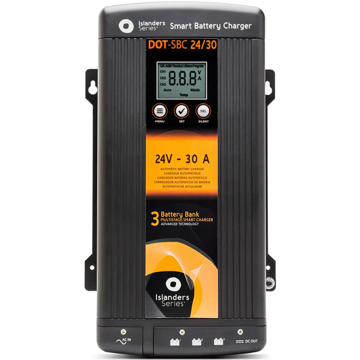 Xunzel DOT-SBC3024 - Carregador de baterias avançado 24V 30A 1050W (p/ 3 baterias independentes)