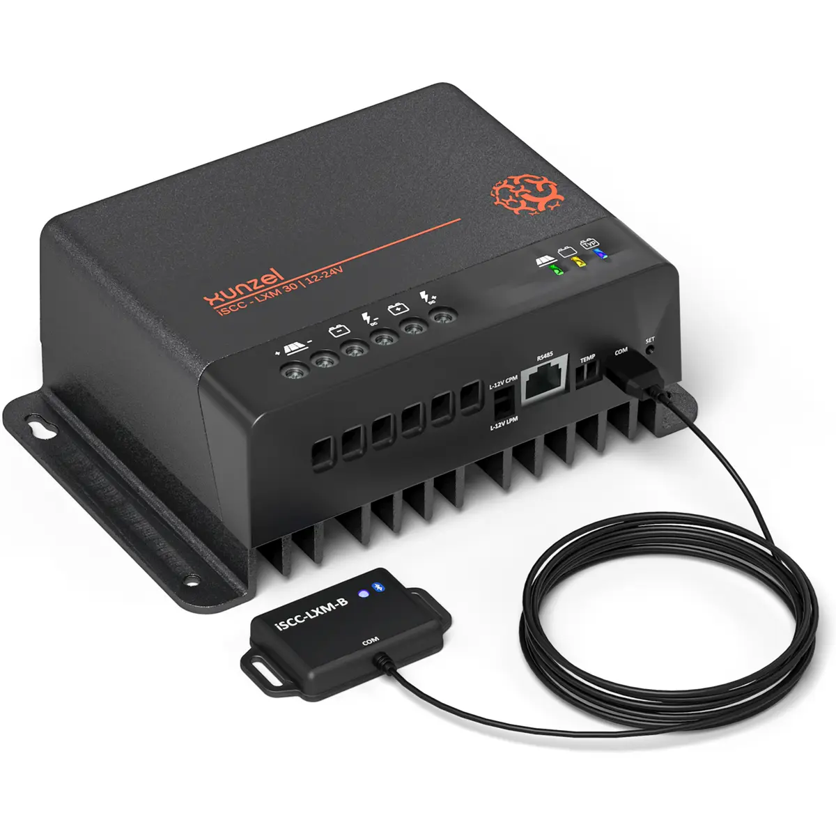 Xunzel ISCCLXM30124B - Controlador de carga solar MPPT (4 etapas) 12V / 24VDC 30A c/ módulo Bluetooth