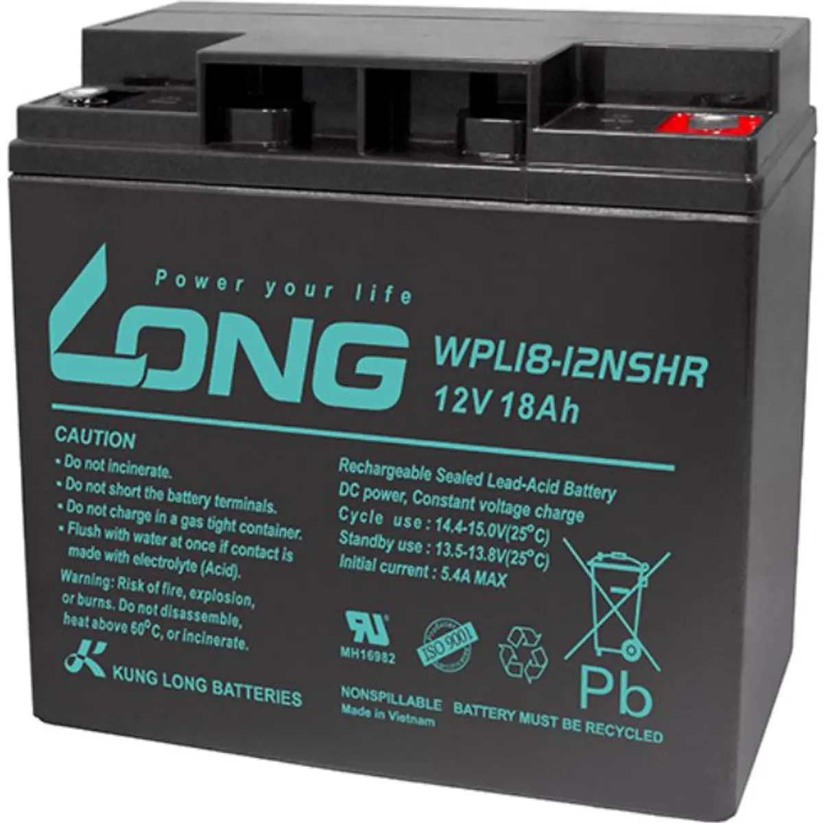 Kung Long WPL18-12NSHR - Bateria de Chumbo (Pb) 12V 18Ah