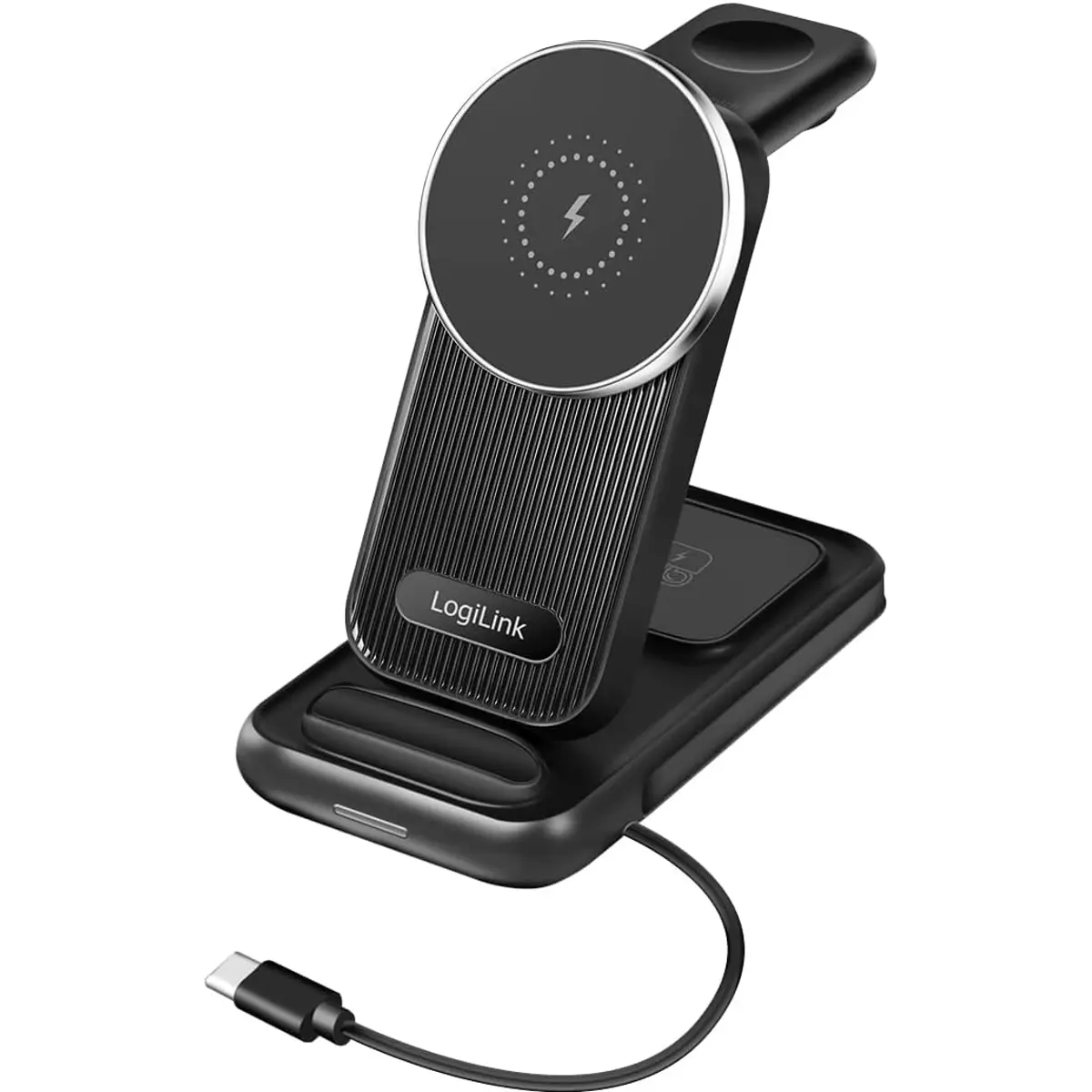 Logilink PA0292 - Estação de carregamento wireless 4 em 1 (MagSafe / relógio / auriculares / saída USB-C) 20.5W