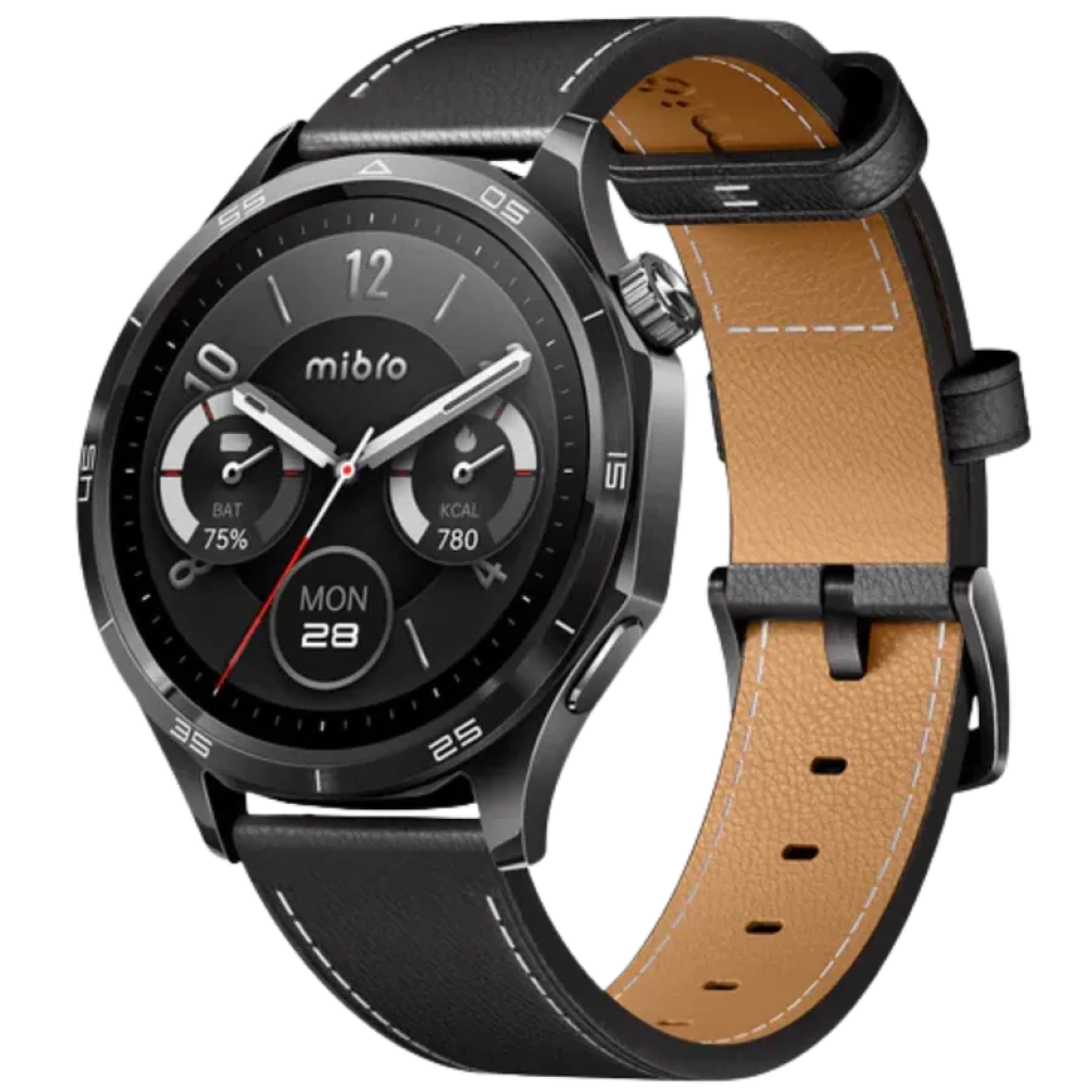 Mibro watch GT Leather Black AMOLED 1,43” 60 Hz brilho 600 nits - Relógio inteligente