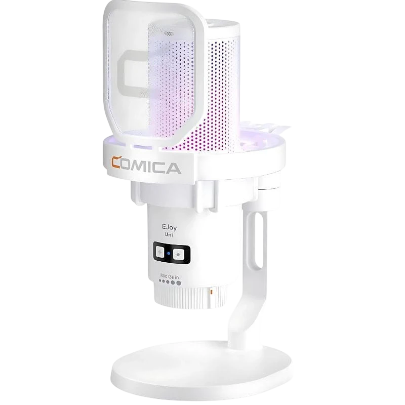 COMICA EJoy Uni Pro(D) Microfone sem fio condensador cardioide RGB Branco