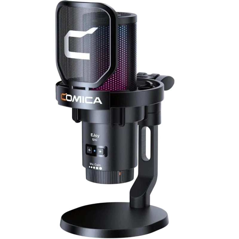 COMICA EJoy Uni Pro(D) Microfone sem fio condensador cardioide RGB Preto