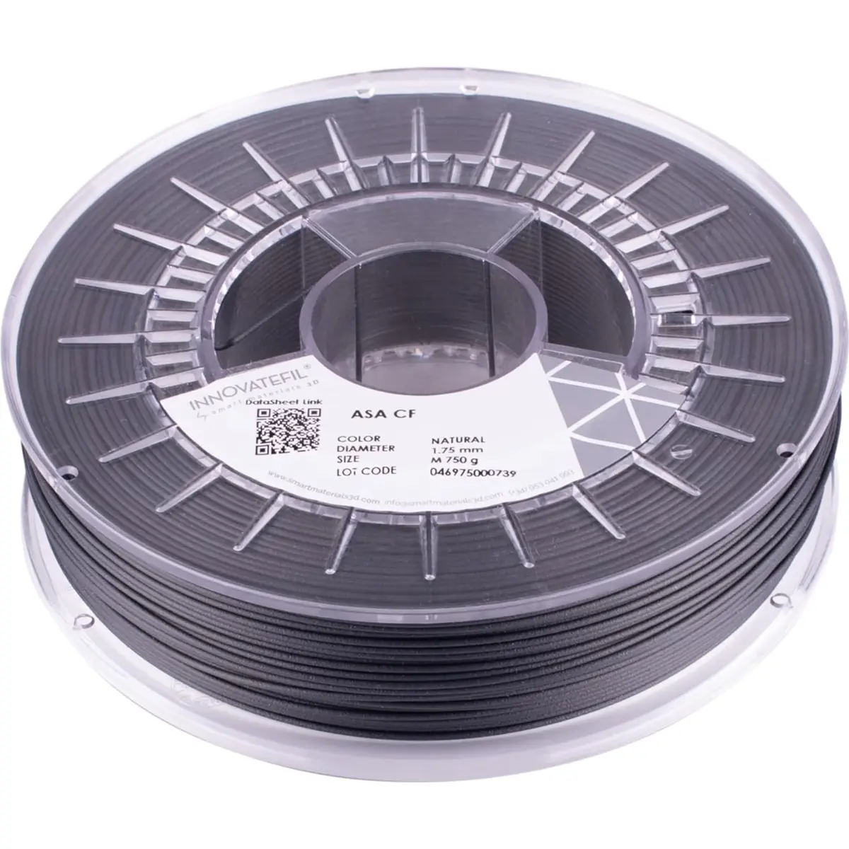 INNOVATEFIL - Rolo de filamento de impressão 3D em ASA CF de 1.75mm - Natural (Preto) - 750g