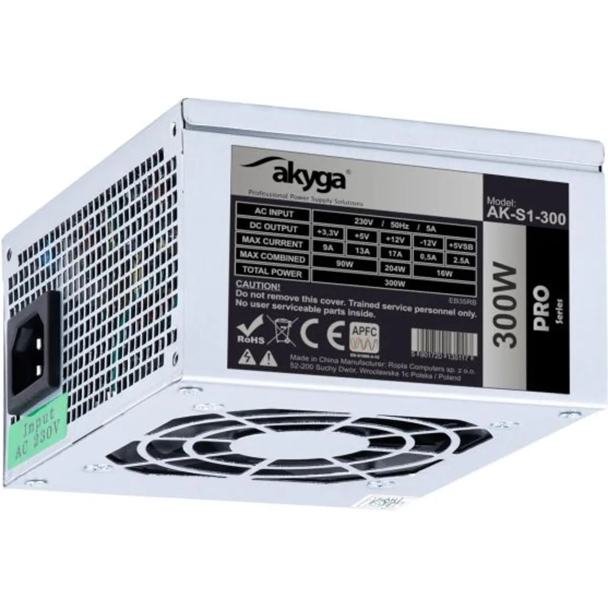 Akyga AK-S1-300 - Fonte Alimentação SFX 300W - 2x SATA 2x Molex PFC FAN 8cm