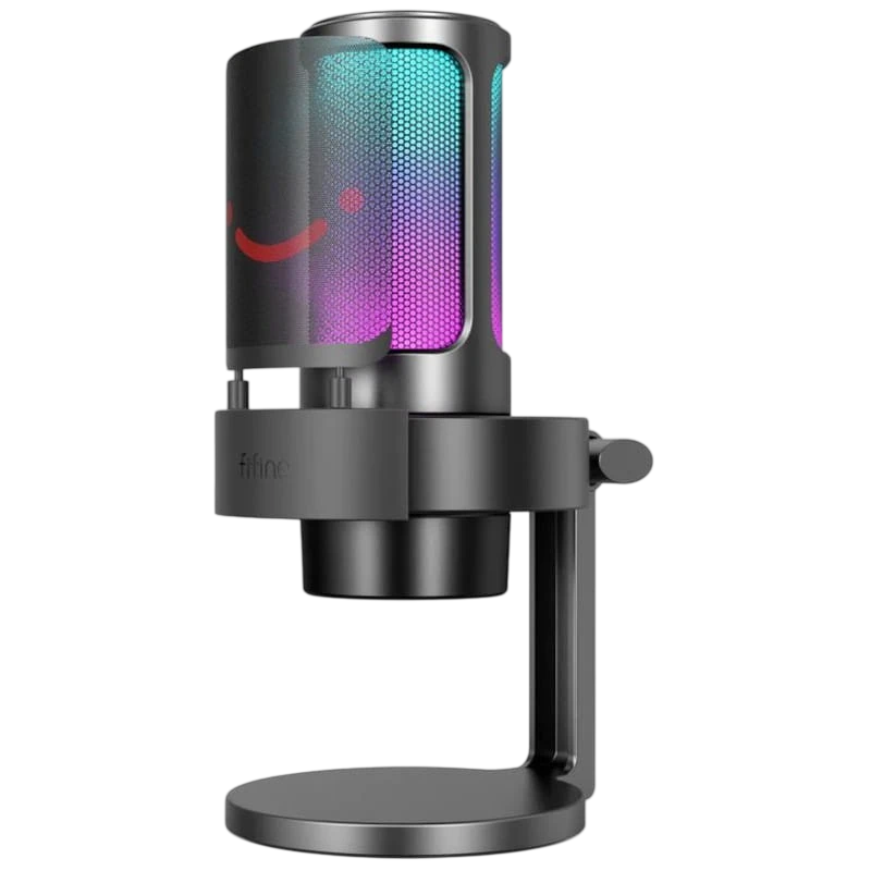 Fifine AmpliGame A8 RGB Microfone USB Tipo C para gravação e streaming no PC