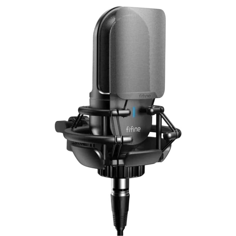 Fifine K726 Microfone XLR Preto para Gravação e Streaming no PC
