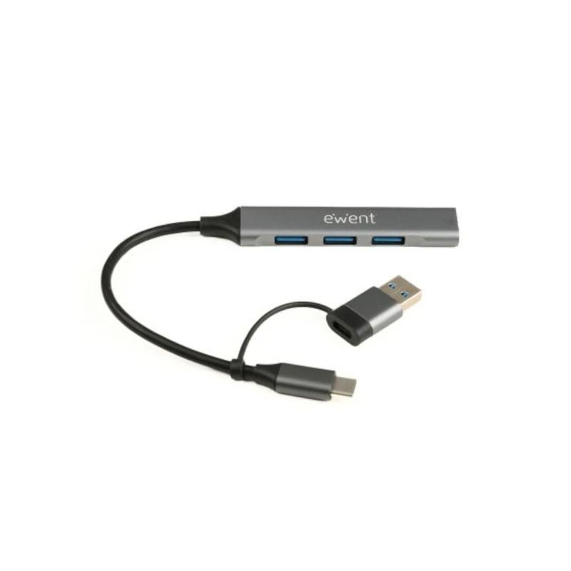 EWENT HUB USB-A-C 5Gbps 3puertos 3.1 USB A alum