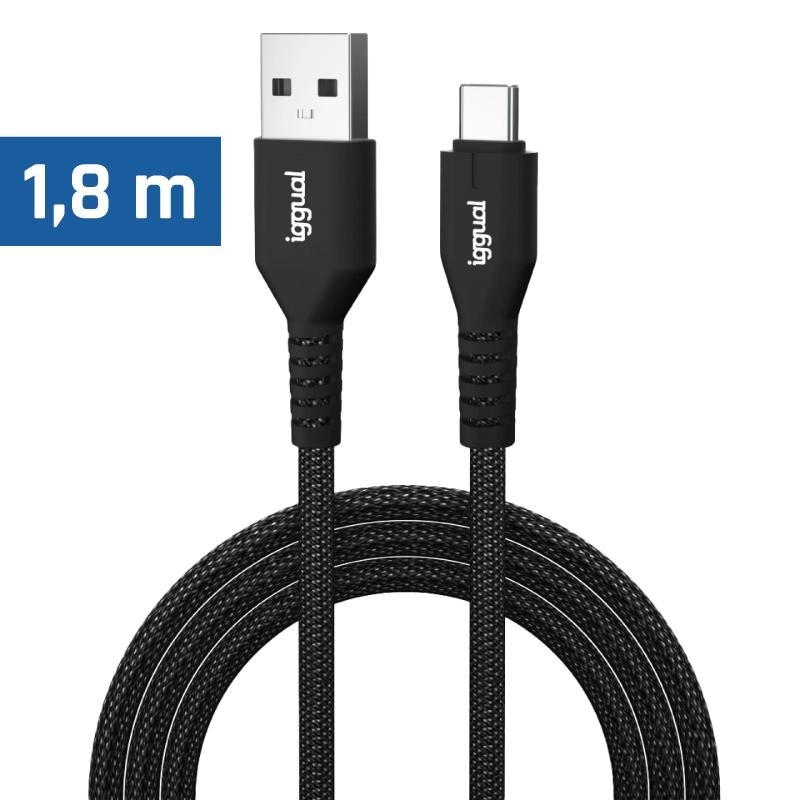 iggual Cable USB-A a tipo C 3A 180 cm trenzado