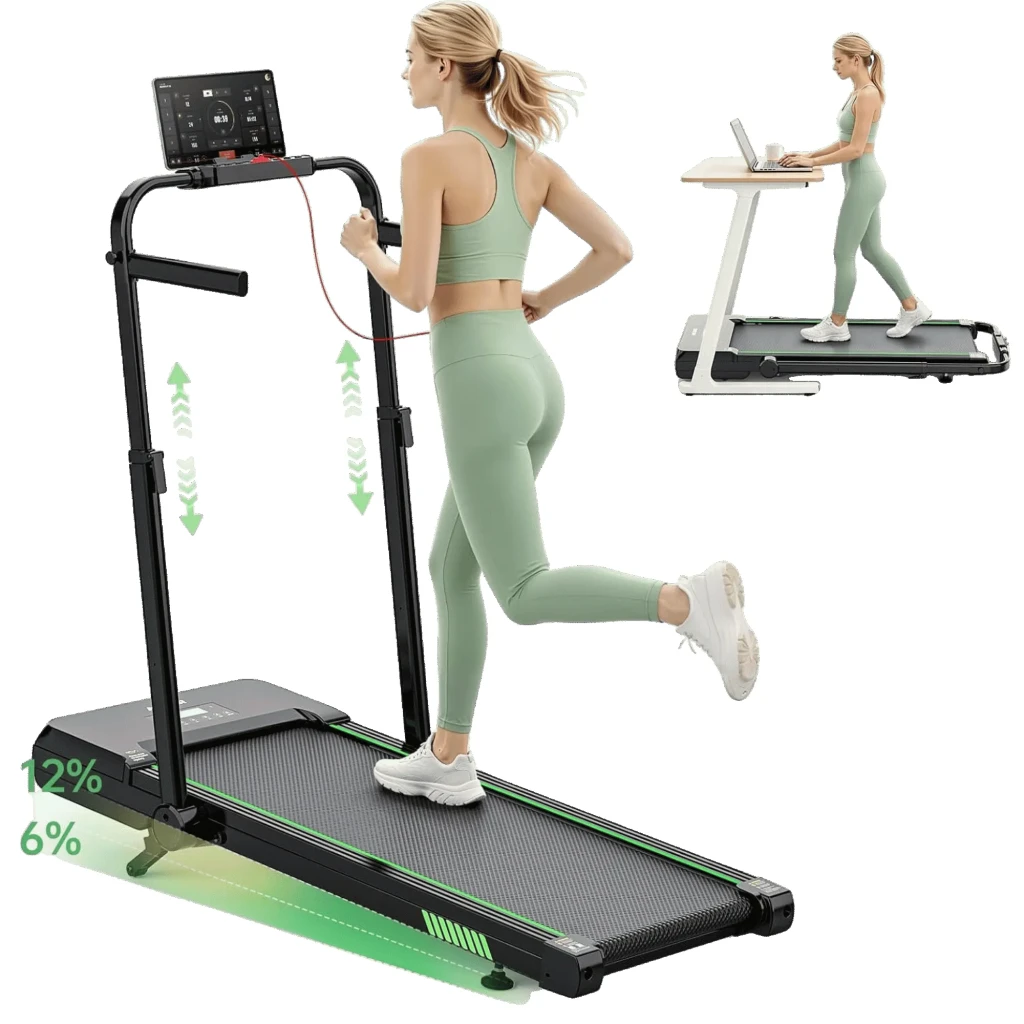 Akluer TW140x Auto-Inclinación del 12% con Altavoz Bluetooth y Barandillas Laterales - Cinta de Correr Plegable